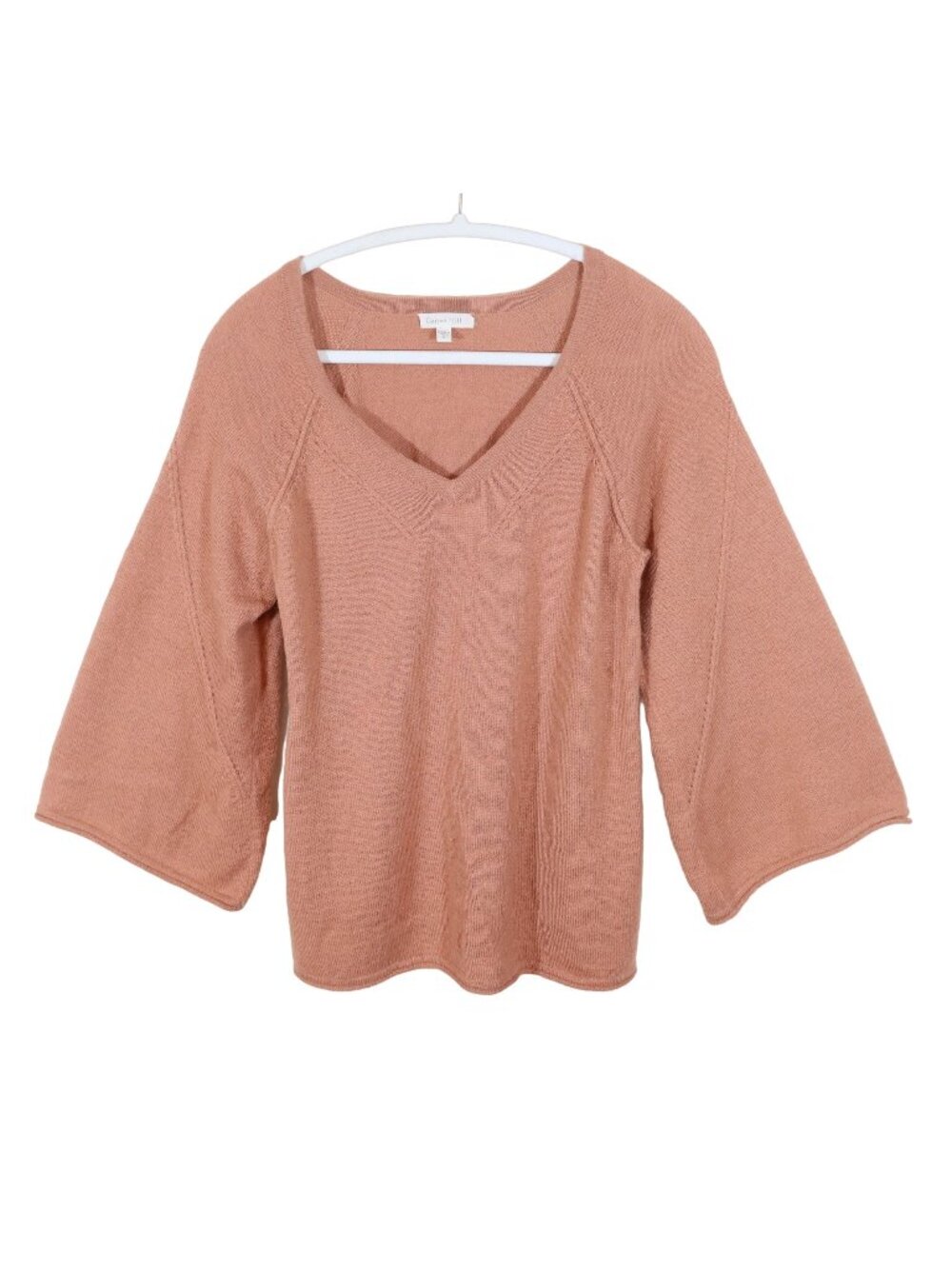 GARNET HILL 100% Baby Alpaca V Neck Wide Sleeve Roll Hem Pullover Sweater Size S